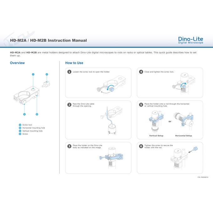 HD-M2B Adaptor metalic (aliaj aluminiu) de prindere pentru coloane verticale 1/2 inch diametru